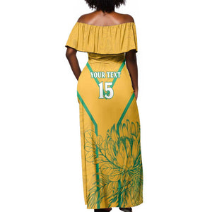 Custom Afro South Africa Soccer Off Shoulder Maxi Dress Go Champions