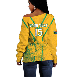 Custom Afro South Africa Soccer Off Shoulder Sweater Go Champions