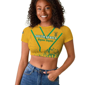 Custom Afro South Africa Soccer Raglan Cropped T shirt Go Champions