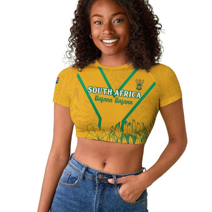 Custom Afro South Africa Soccer Raglan Cropped T shirt Go Champions