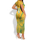 Custom Afro South Africa Soccer Short Sleeve Bodycon Dress Go Champions LT15