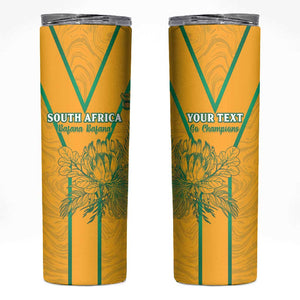 Custom Afro South Africa Soccer Skinny Tumbler Go Champions