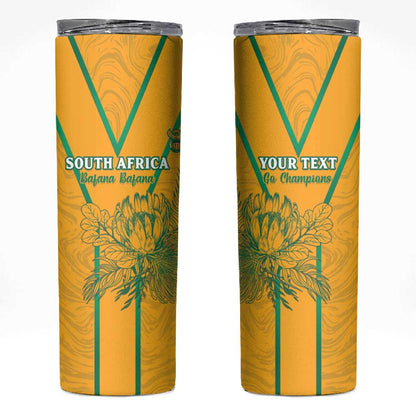 Custom Afro South Africa Soccer Skinny Tumbler Go Champions