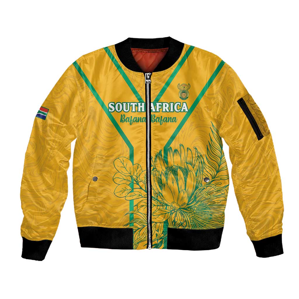 Custom Afro South Africa Soccer Sleeve Zip Bomber Jacket Go Champions