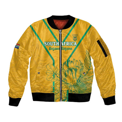 Custom Afro South Africa Soccer Sleeve Zip Bomber Jacket Go Champions
