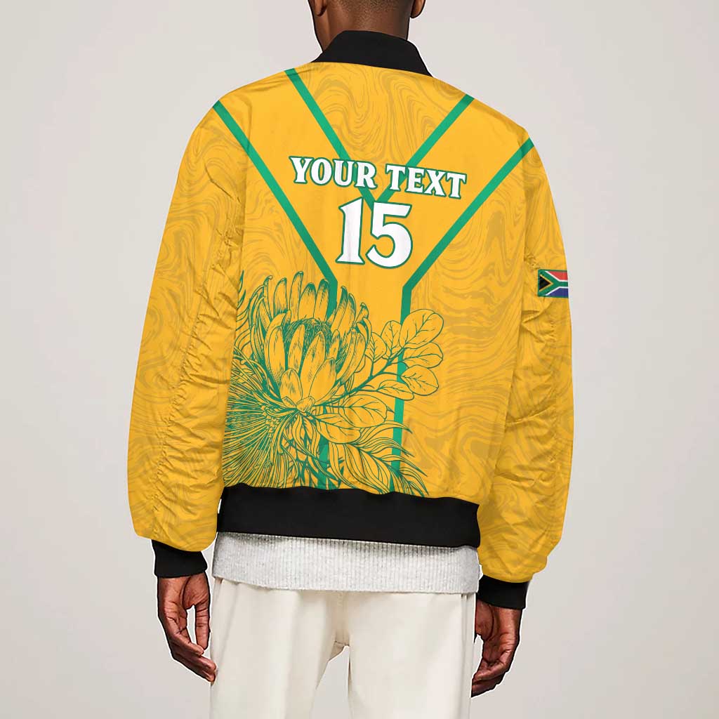 Custom Afro South Africa Soccer Sleeve Zip Bomber Jacket Go Champions