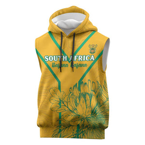 Custom Afro South Africa Soccer Sleeveless Hoodie Go Champions - African Pride