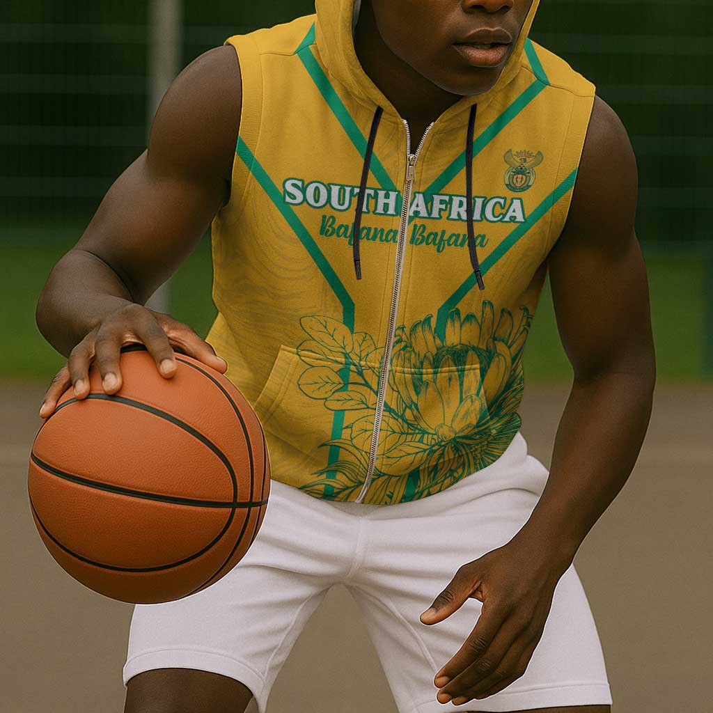 Custom Afro South Africa Soccer Sleeveless Zip Hoodie Go Champions - African Pride