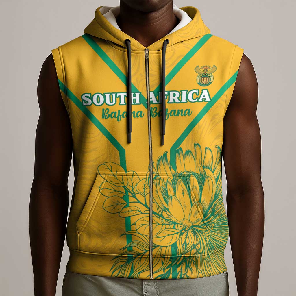 Custom Afro South Africa Soccer Sleeveless Zip Hoodie Go Champions - African Pride