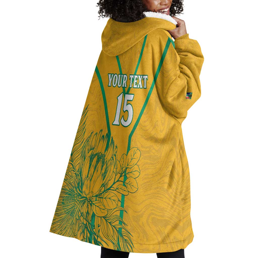 Custom Afro South Africa Soccer Wearable Blanket Hoodie Go Champions