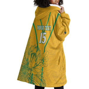 Custom Afro South Africa Soccer Wearable Blanket Hoodie Go Champions