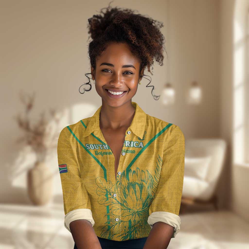 Custom Afro South Africa Soccer Women Casual Shirt Go Champions