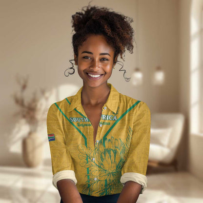 Custom Afro South Africa Soccer Women Casual Shirt Go Champions