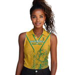 Custom Afro South Africa Soccer Women Sleeveless Polo Shirt Go Champions