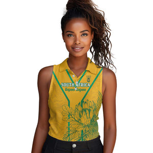 Custom Afro South Africa Soccer Women Sleeveless Polo Shirt Go Champions