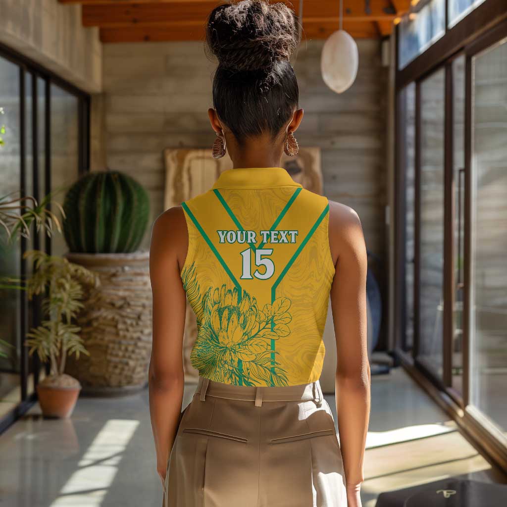 Custom Afro South Africa Soccer Women Sleeveless Polo Shirt Go Champions