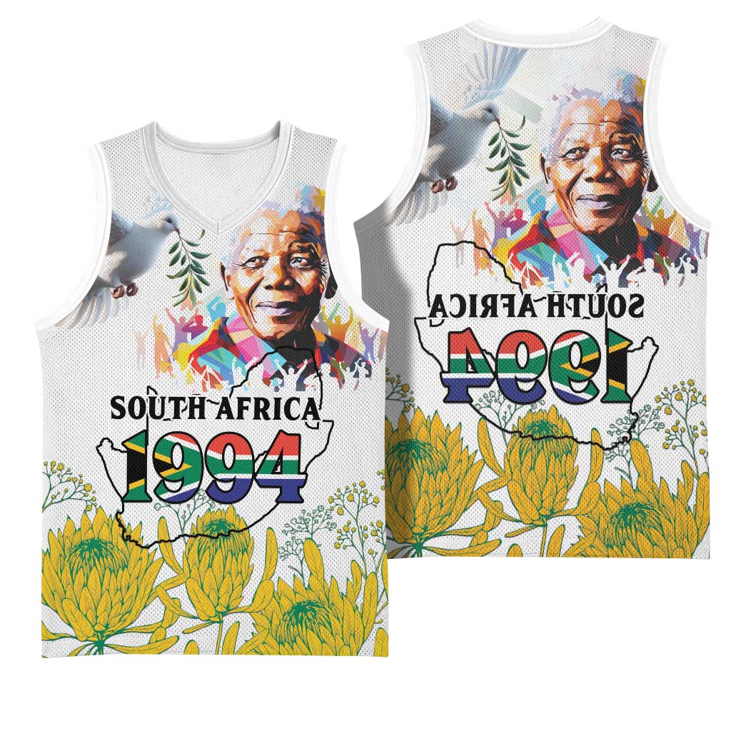 Afro South Africa Freedom Day Basketball Jersey Nelson Mandela - African Pride