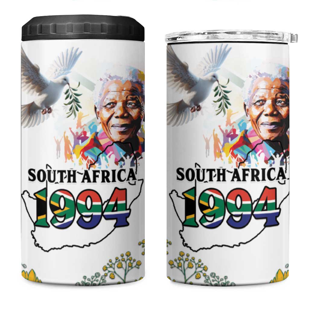 Afro South Africa Freedom Day 4 in 1 Can Cooler Tumbler Nelson Mandela