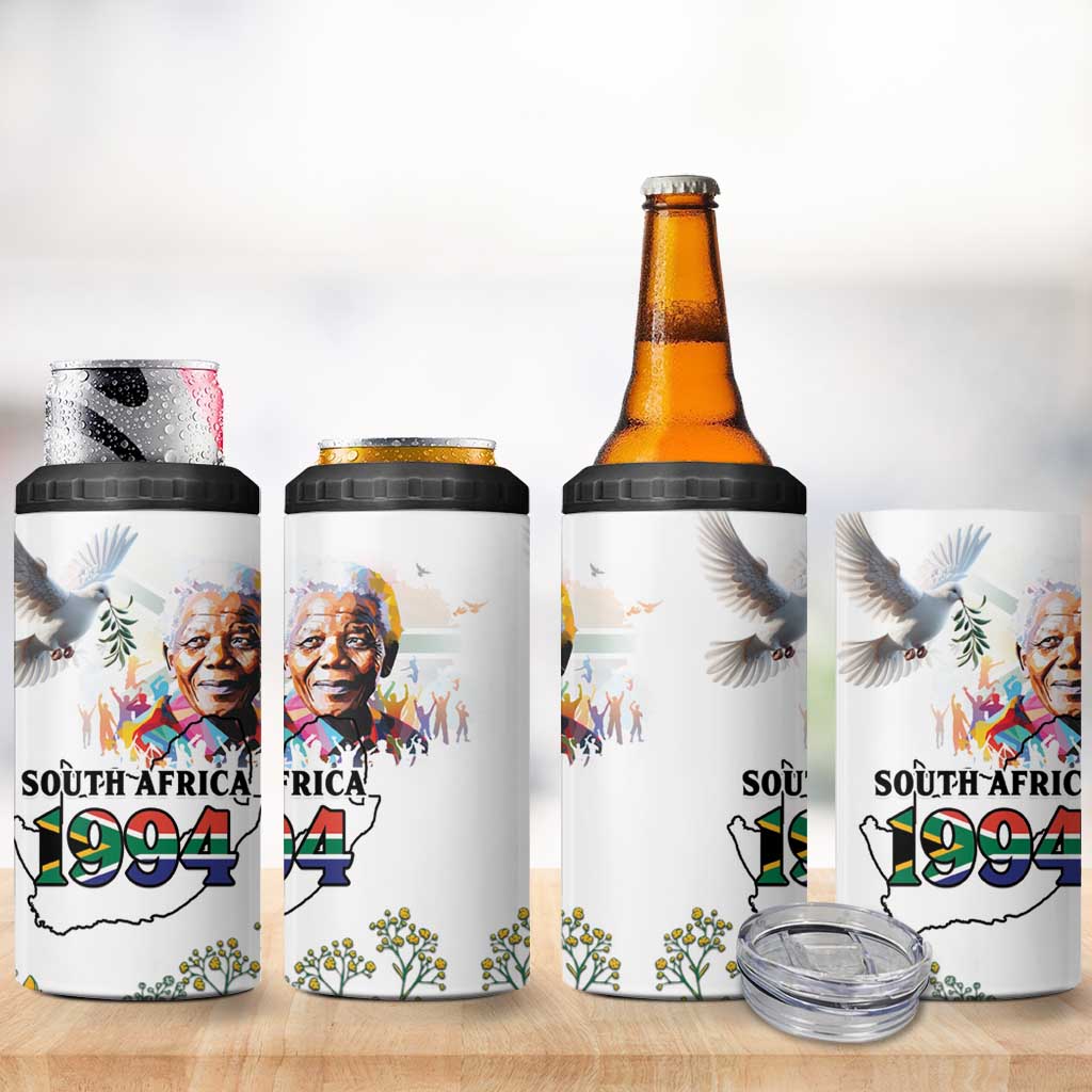 Afro South Africa Freedom Day 4 in 1 Can Cooler Tumbler Nelson Mandela