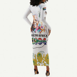 Afro South Africa Freedom Day Long Sleeve Bodycon Dress Nelson Mandela LT15