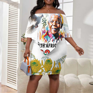 Afro South Africa Freedom Day Off Shoulder Short Dress Nelson Mandela