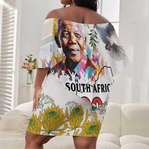 Afro South Africa Freedom Day Off Shoulder Short Dress Nelson Mandela