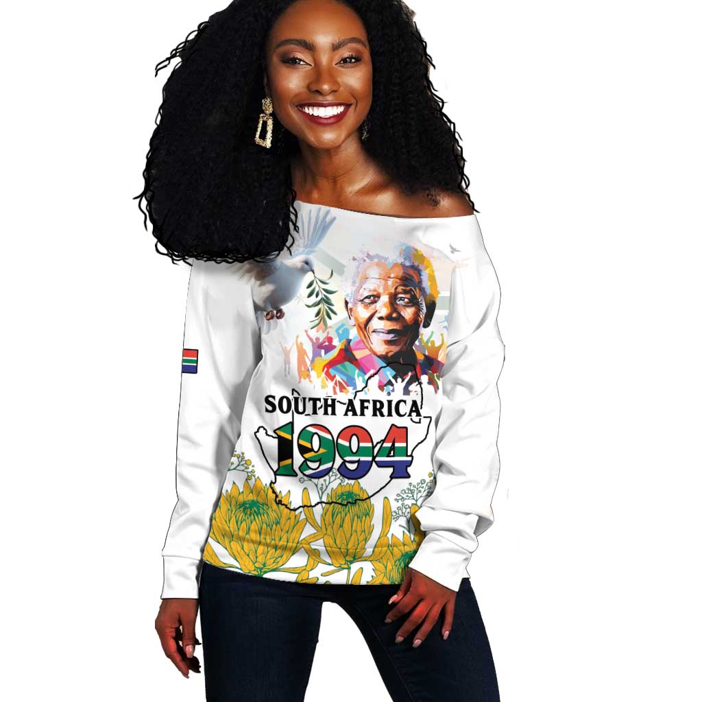 Afro South Africa Freedom Day Off Shoulder Sweater Nelson Mandela