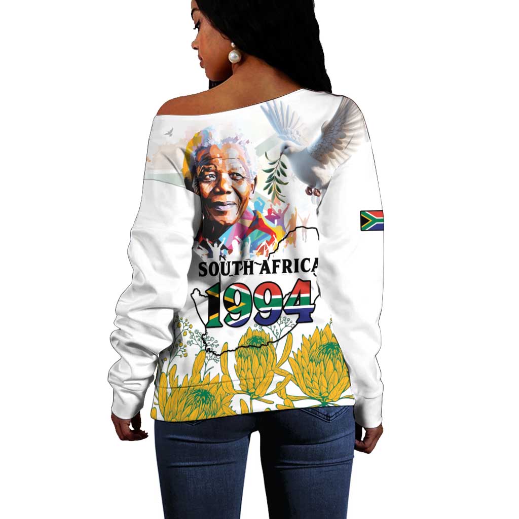 Afro South Africa Freedom Day Off Shoulder Sweater Nelson Mandela