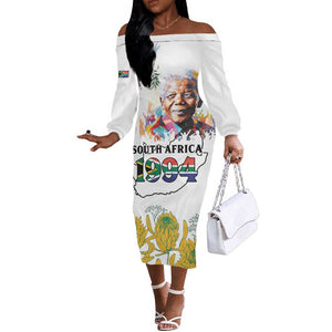Afro South Africa Freedom Day Off The Shoulder Long Sleeve Dress Nelson Mandela