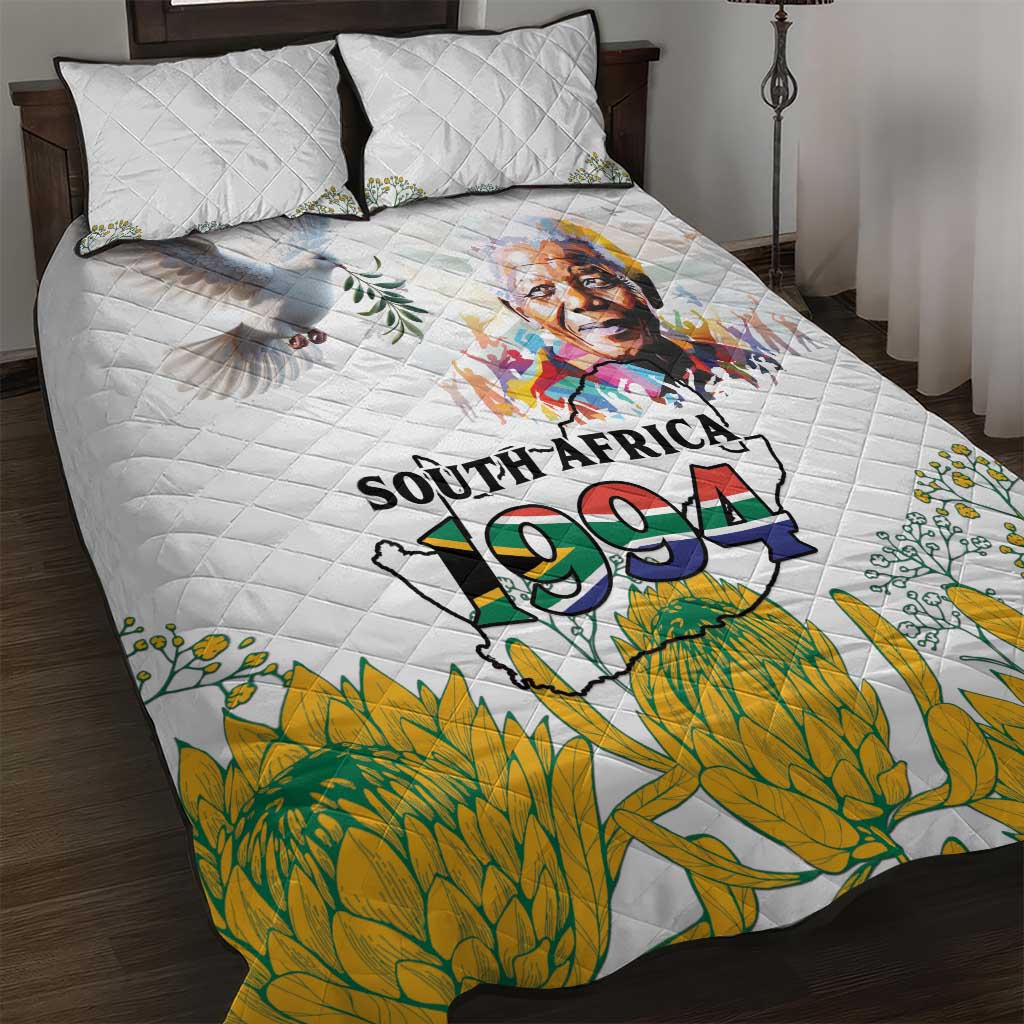 Afro South Africa Freedom Day Quilt Bed Set Nelson Mandela