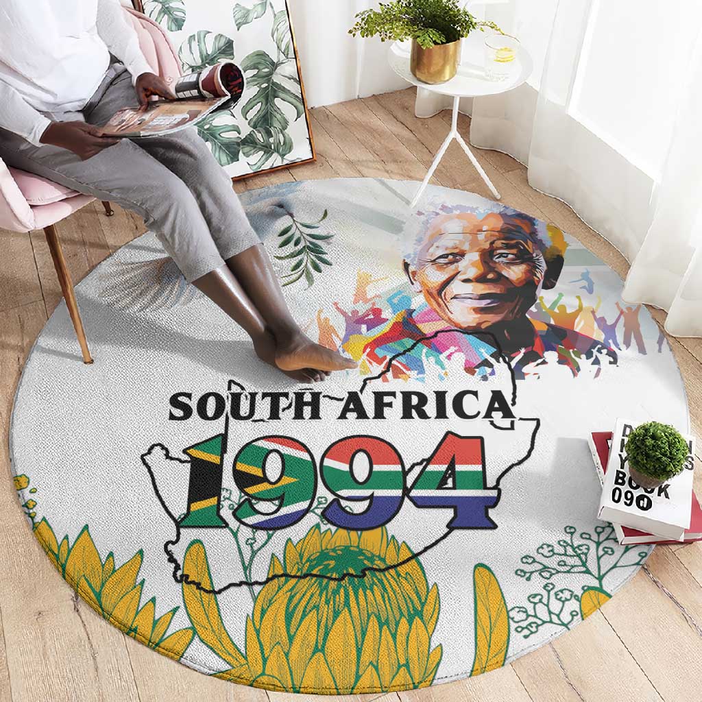 Afro South Africa Freedom Day Round Carpet Nelson Mandela