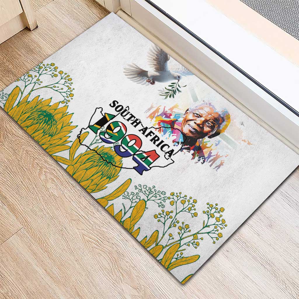 Afro South Africa Freedom Day Rubber Doormat Nelson Mandela