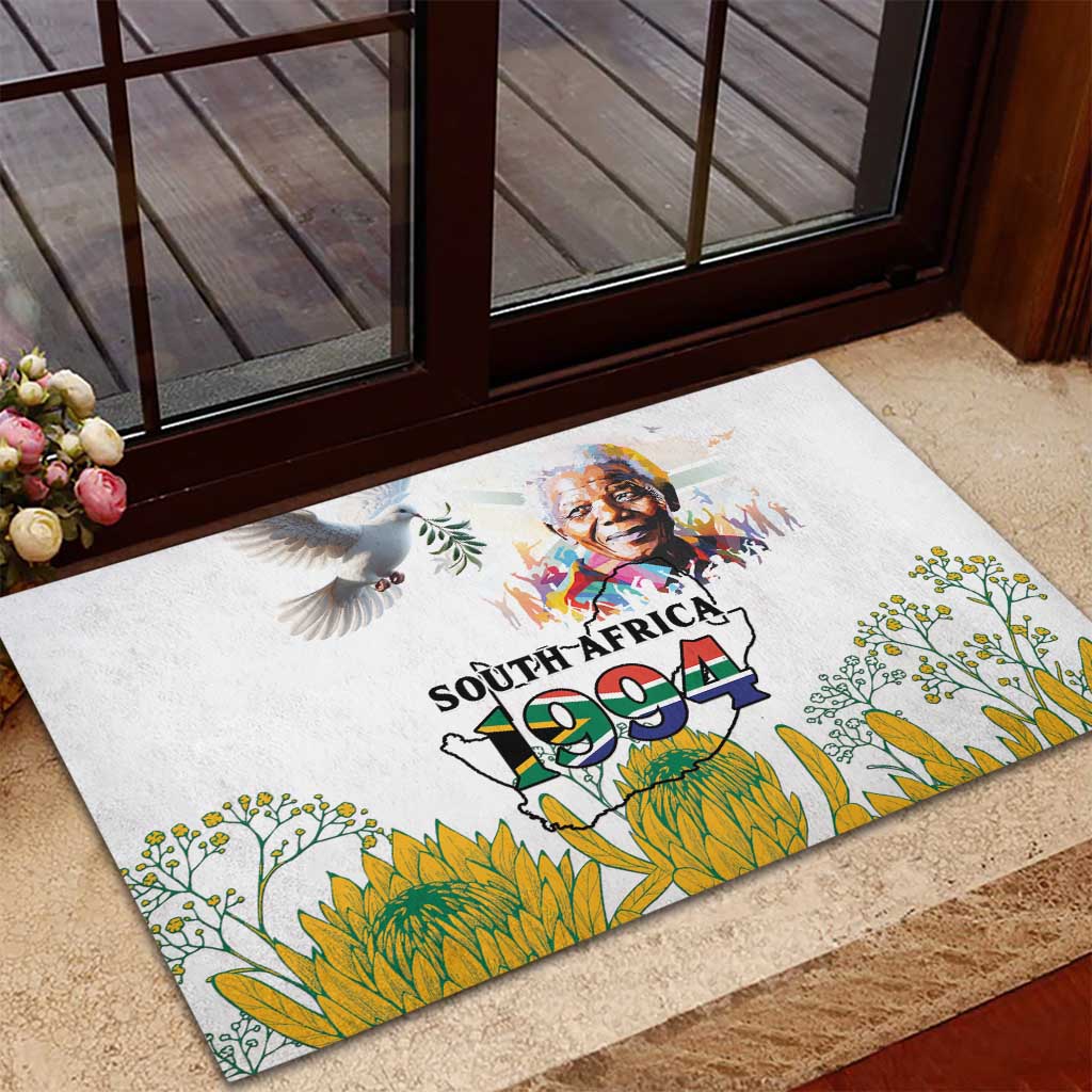 Afro South Africa Freedom Day Rubber Doormat Nelson Mandela