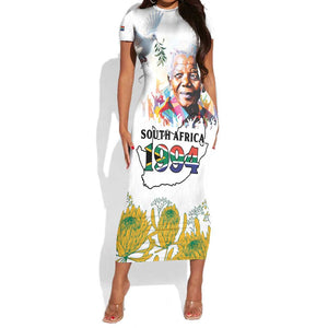 Afro South Africa Freedom Day Short Sleeve Bodycon Dress Nelson Mandela LT15