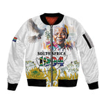 Afro South Africa Freedom Day Sleeve Zip Bomber Jacket Nelson Mandela