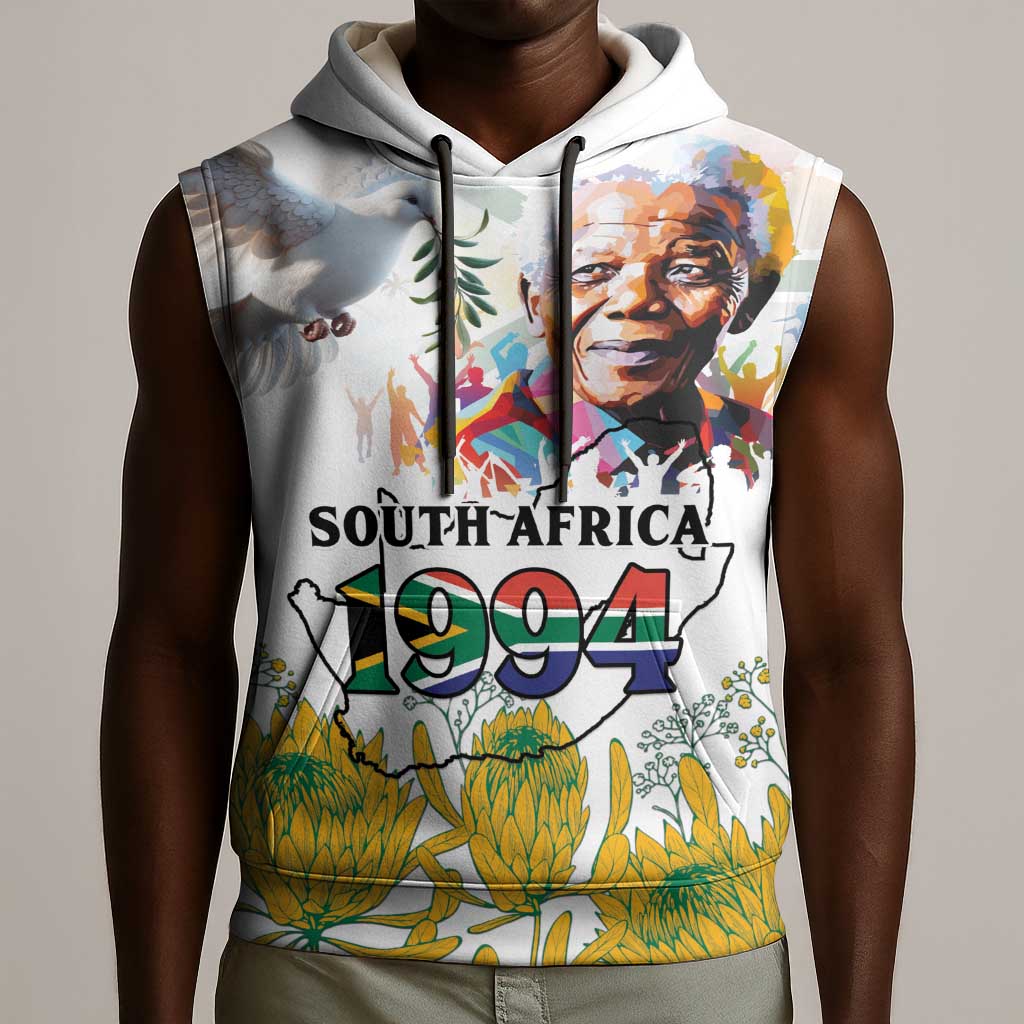 Afro South Africa Freedom Day Sleeveless Hoodie Nelson Mandela - African Pride