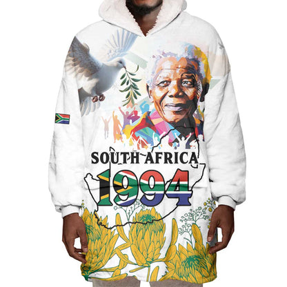 Afro South Africa Freedom Day Wearable Blanket Hoodie Nelson Mandela