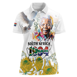 Afro South Africa Freedom Day Women Polo Shirt Nelson Mandela