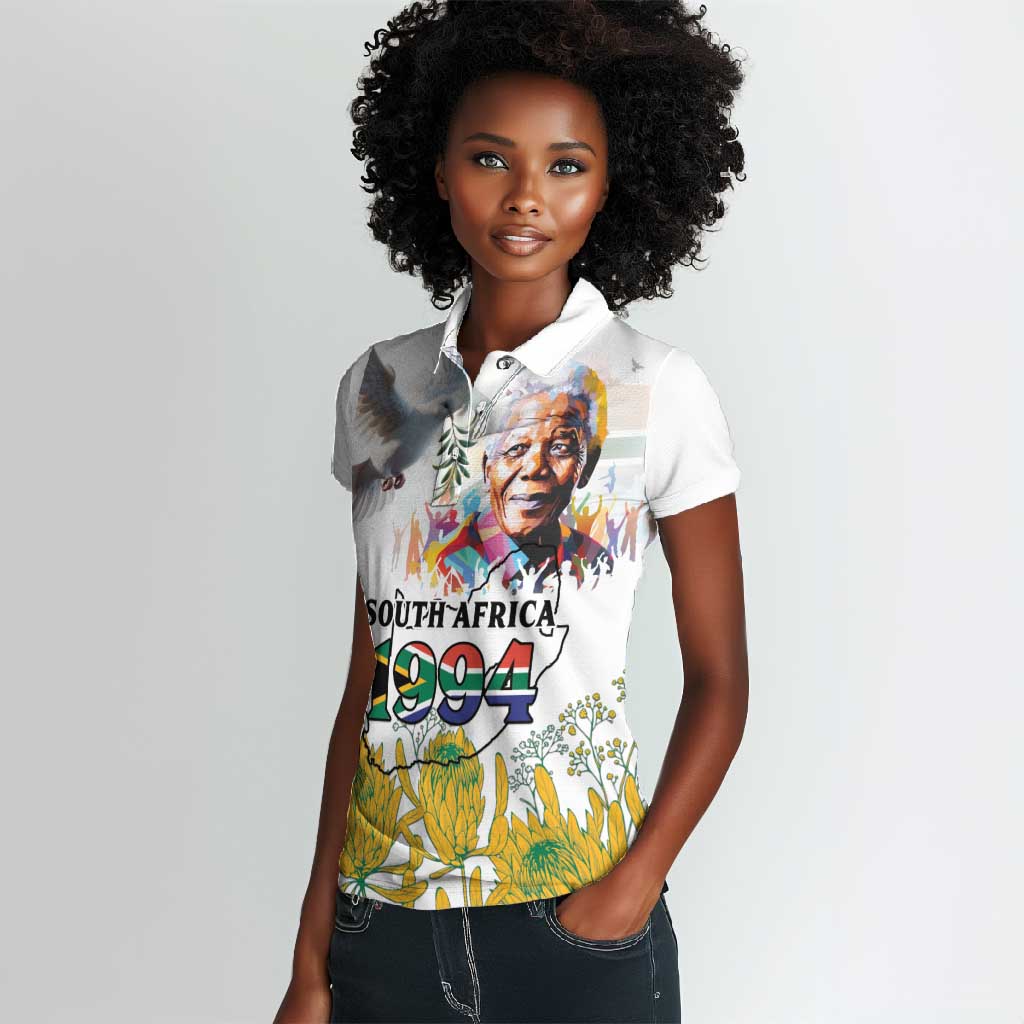 Afro South Africa Freedom Day Women Polo Shirt Nelson Mandela