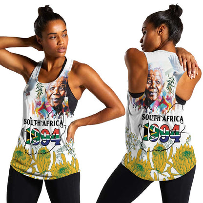 Afro South Africa Freedom Day Women Racerback Tank Nelson Mandela