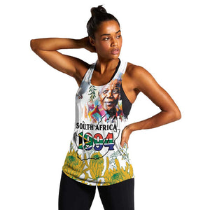 Afro South Africa Freedom Day Women Racerback Tank Nelson Mandela