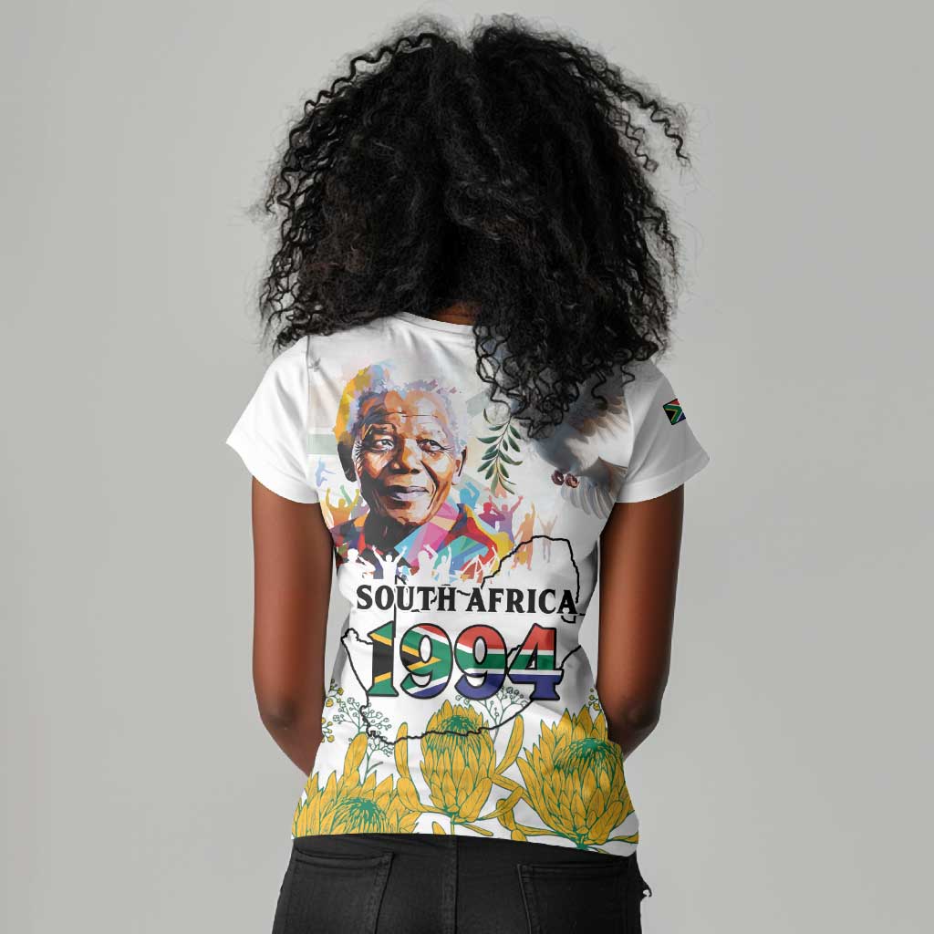 Afro South Africa Freedom Day Women V-Neck T-Shirt Nelson Mandela