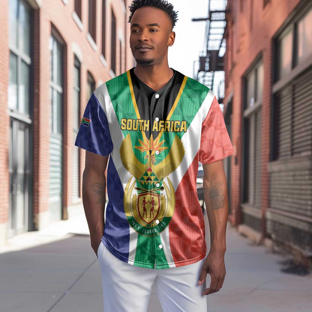 Personalised South Africa Baseball Jersey Coat Of Arms Flag Style