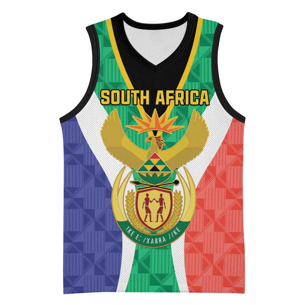 Personalised South Africa Basketball Jersey Coat Of Arms Flag Style - African Pride