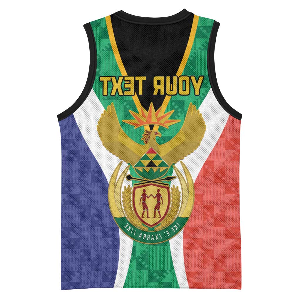 Personalised South Africa Basketball Jersey Coat Of Arms Flag Style - African Pride