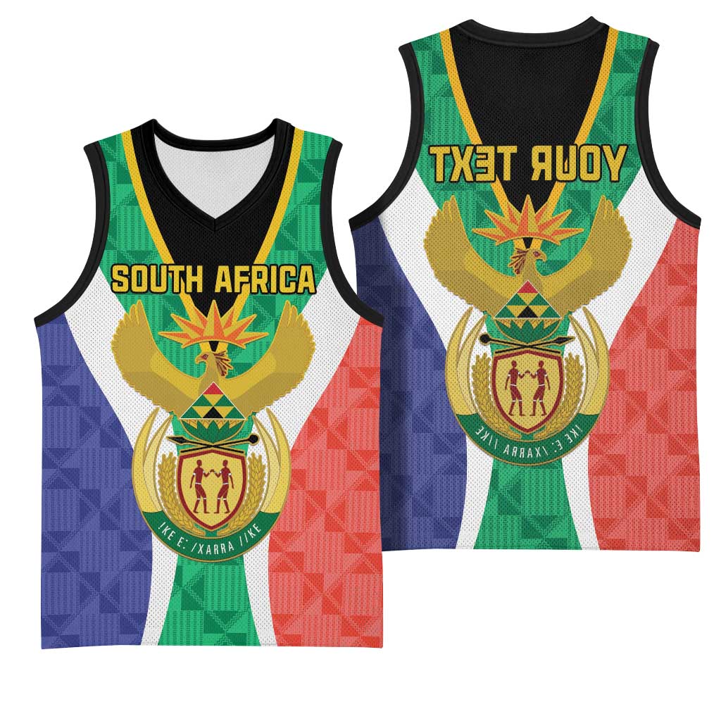Personalised South Africa Basketball Jersey Coat Of Arms Flag Style - African Pride