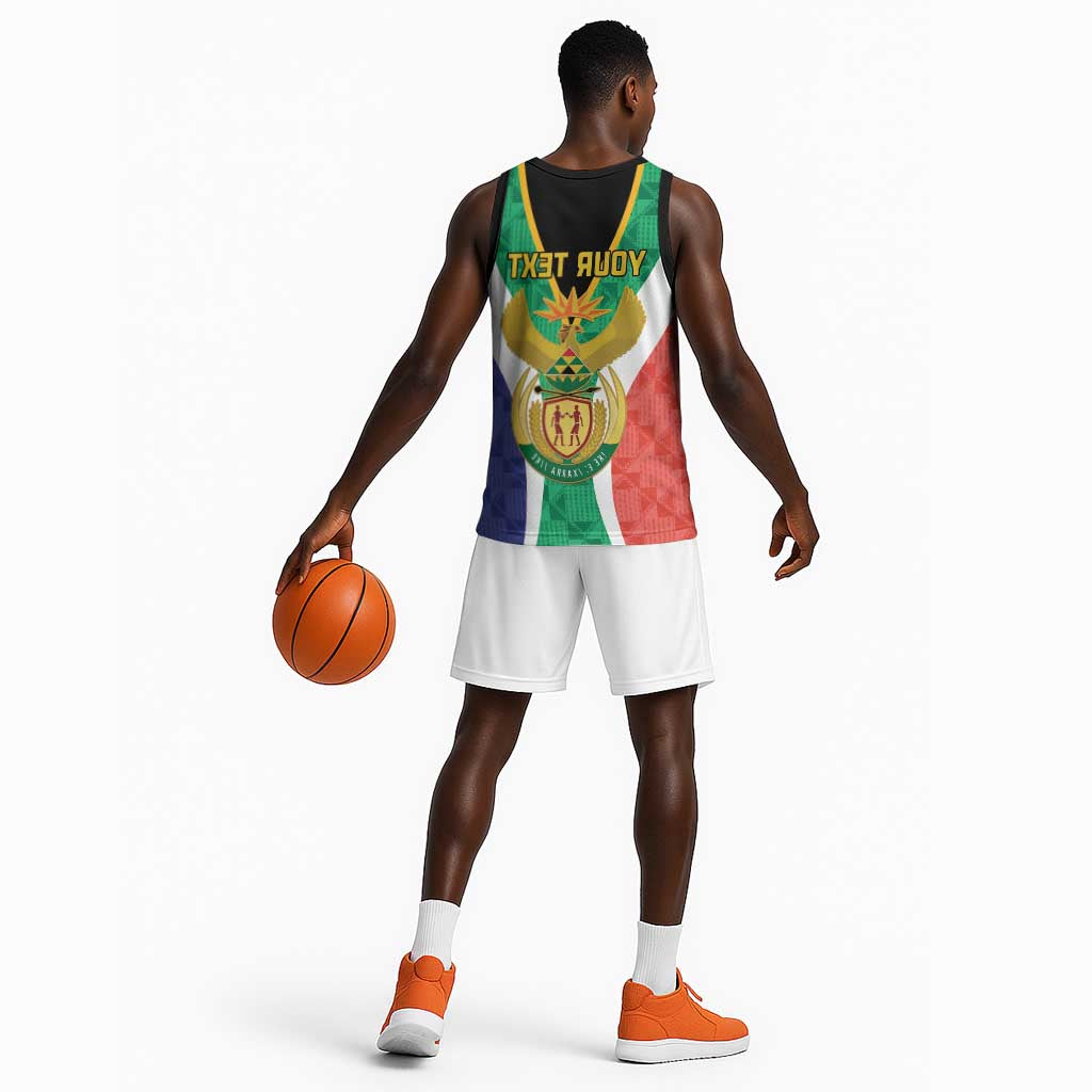 Personalised South Africa Basketball Jersey Coat Of Arms Flag Style - African Pride