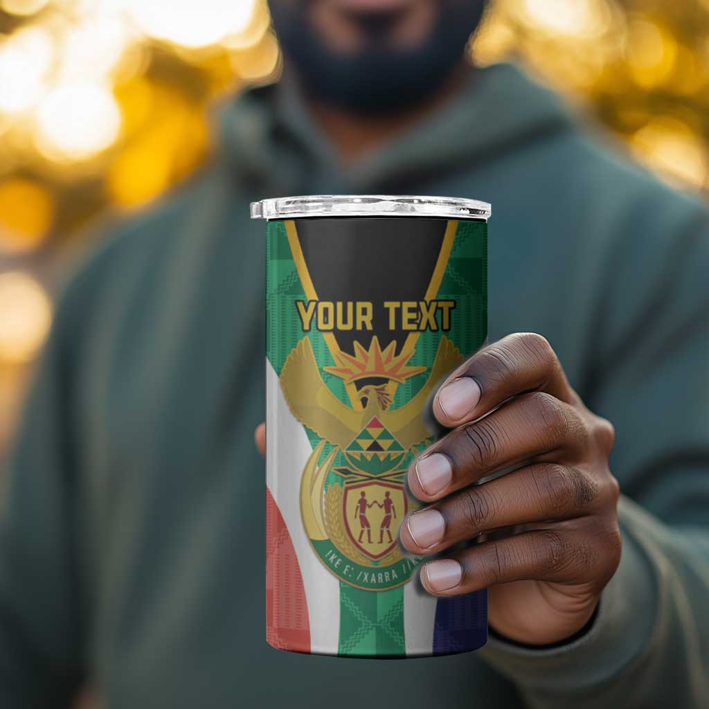 Personalised South Africa 4 in 1 Can Cooler Tumbler Coat Of Arms Flag Style