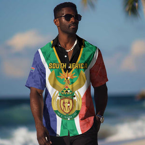 Personalised South Africa Hawaiian Shirt Coat Of Arms Flag Style