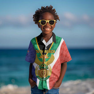Personalised South Africa Kid Hawaiian Shirt Coat Of Arms Flag Style